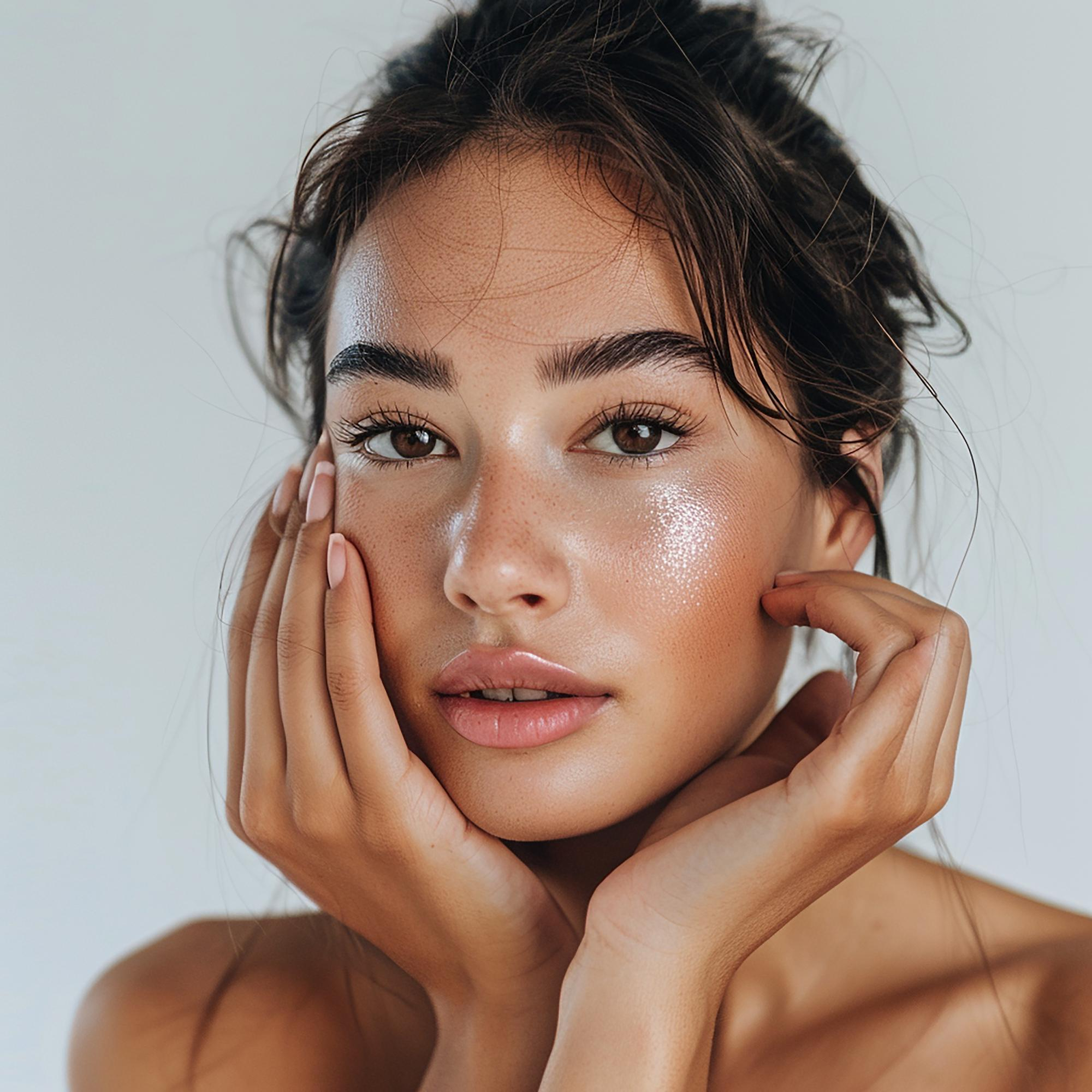 Dewy, naturally enhanced skin